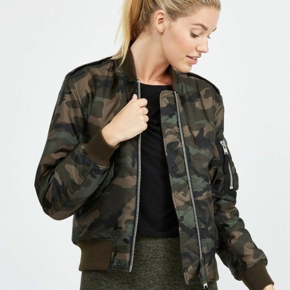 SAM Carly Camo Insulated Bomber Jacket Coat Size M - L $650